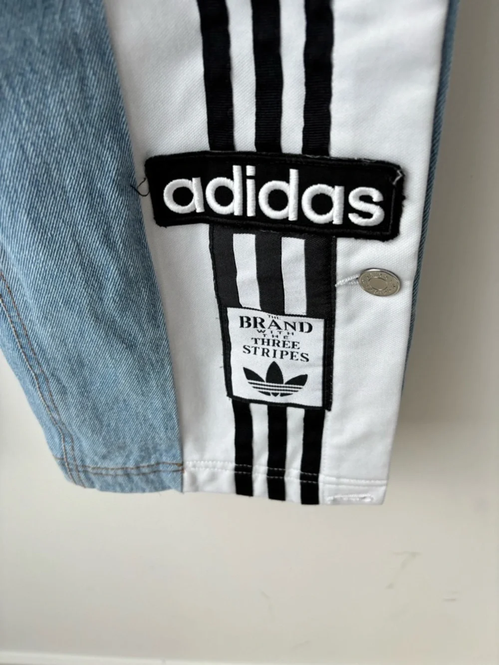 Adidas Denim Adibreak Pants Blue Snap Side Stripe Track Jeans Women S 25x29 - Picture 8 of 16